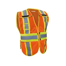 CHALECO DESMONTABLE DE TELA JERSEY DE ALTA VISIBILIDAD CON REFLEJANTE TEXTIL BICOLOR Y ABERTURA PARA USAR ARNÉS