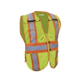 CHALECO DESMONTABLE DE TELA JERSEY DE ALTA VISIBILIDAD CON REFLEJANTE TEXTIL BICOLOR Y ABERTURA PARA USAR ARNÉS