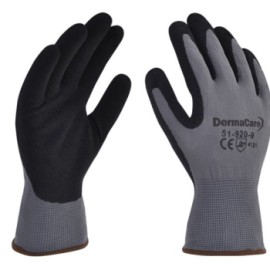 GUANTE DE NYLON GRIS CON PALMA DE NITRILO NEGRO