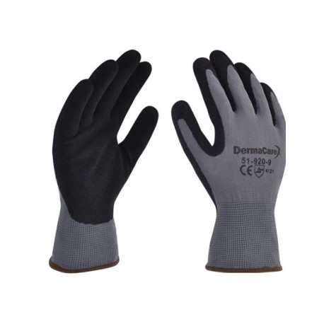 GUANTE DE NYLON GRIS CON PALMA DE NITRILO NEGRO