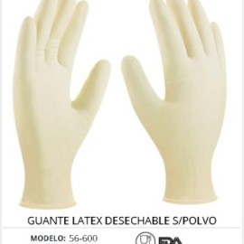 GUANTE DE LATEX DESECHABLE SIN POLVO