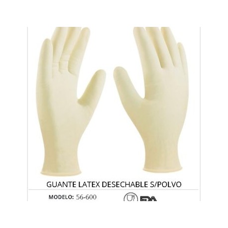 GUANTE DE LATEX DESECHABLE SIN POLVO