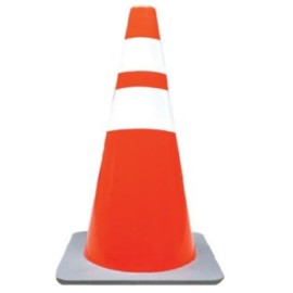 CONO ARANJADO BASE GRIS DE 91 CM CON 2 REFLEJANTES