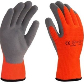 GUANTE DE ACRÍLICO NARANJA RECUBIERTO CON LÁTEX GRIS