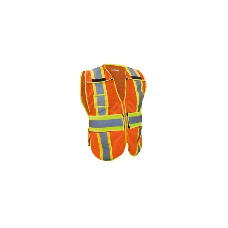 CHALECO DESMONTABLE DE TELA JERSEY DE ALTA VISIBILIDAD CON REFLEJANTE TEXTIL BICOLOR Y ABERTURA PARA USAR ARNÉS