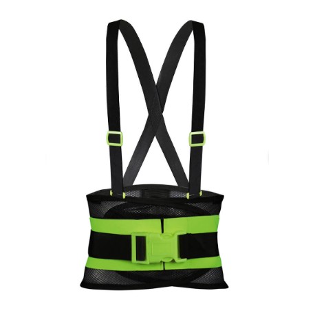 SOPORTE SACROLUMBAR DE MALLACON CON BANDA DOBLE Y TERCER CINTURÓN.