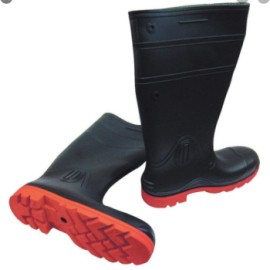 BOTA DE HULE NEGRA SUELA ROJA