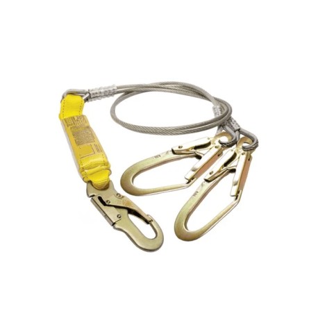 AMORTIGUADOR LINEA DE VIDA CABLE DE ACERO DOBLE GANCHOS GRANDES -JYR-AM2CAG-1M83C